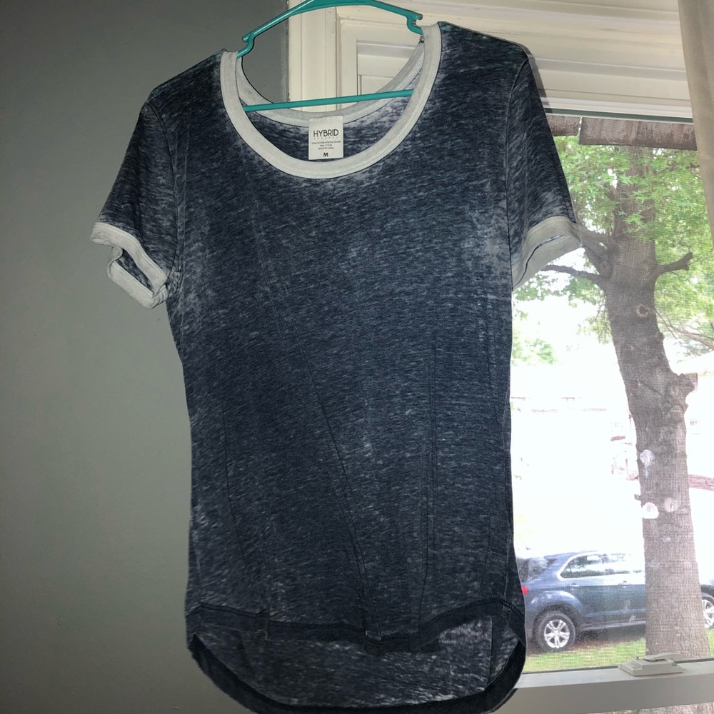 Blue short sleeve top.